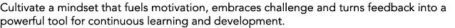 Cultivate a mindset that fuels motivation, embraces challenge and turns feedback into a powerful tool for continuous ...