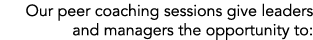 Our peer coaching sessions give leaders and managers the opportunity to:
